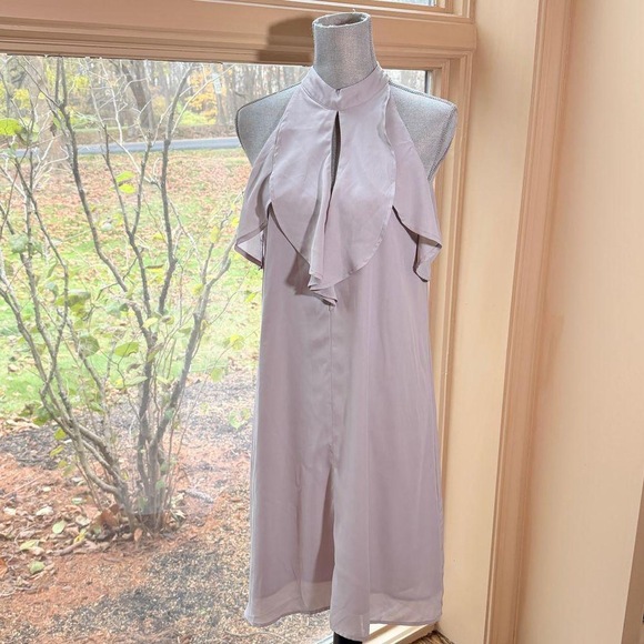 Cocktail dress Halter Ruffle Dress Sleeveless A-Line Knee Length chic feminine - Picture 2 of 7